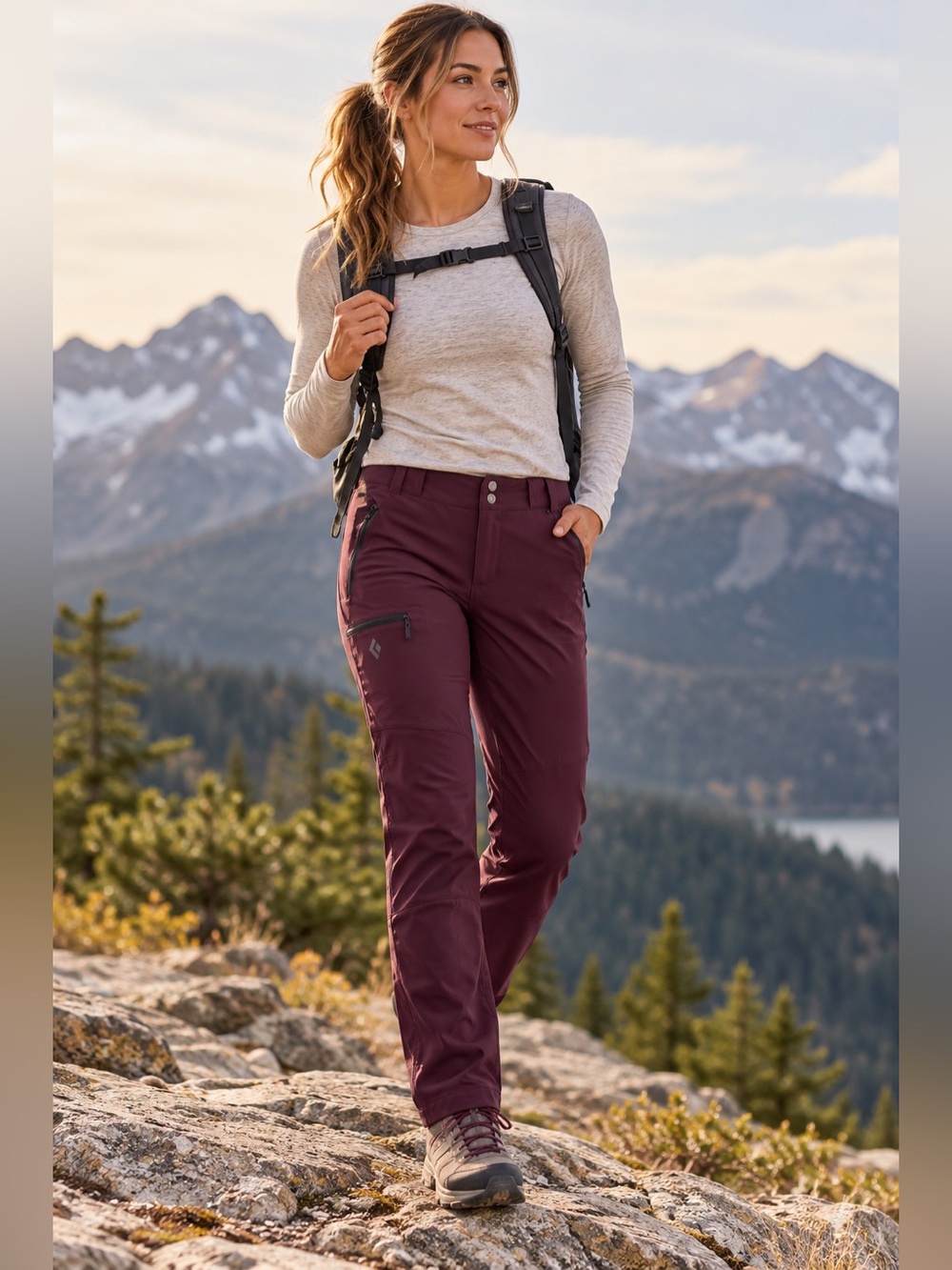 Black Diamond Swift Pants Women’s M Bordeaux Stretch Hiking Climbing Gorpcore
